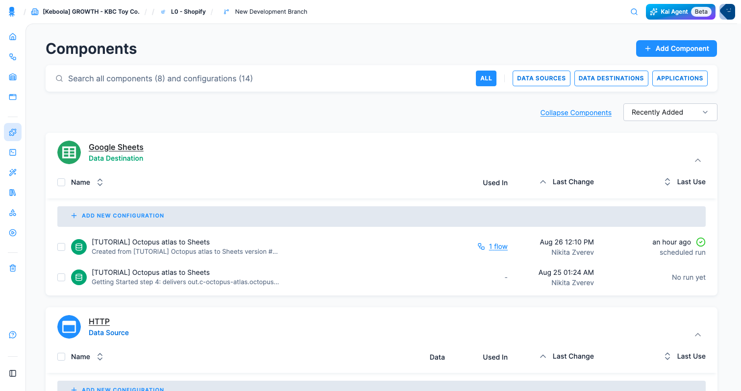 Screenshot - Pick the component and configuration