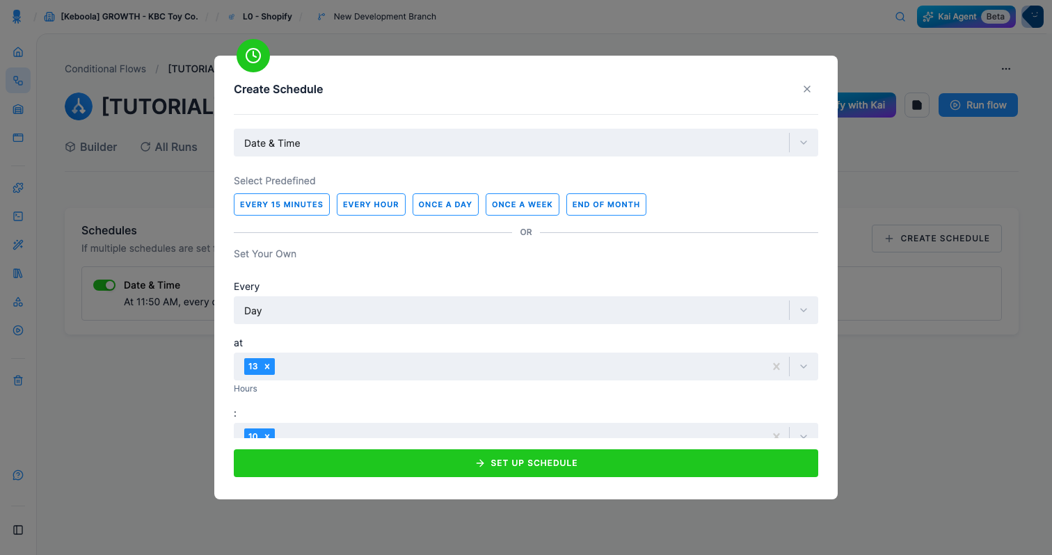Screenshot - Create a schedule