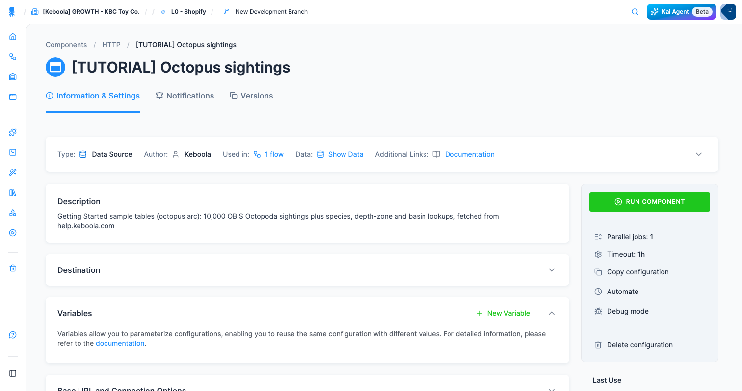 Screenshot - The configuration ready to run